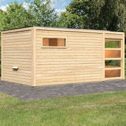 Maison de sauna en bois Karibu Hygge naturel au choix avec poêle ou sans poêle