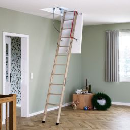 Escalier de comble en bois DOLLE clickFIX, 3 parties, valeur U 0,49 escalier de grenier hauteur de pièce jusqu'à 274 cm, disponible en différentes tailles