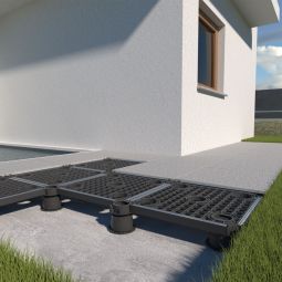 Kit complet pour plancher surélevé ferax SAFEST sous-construction béton et chape Kit complet pour 5,4 m², système réglable en hauteur avec grande capacité de charge, joints réguliers et protection fiable des dalles