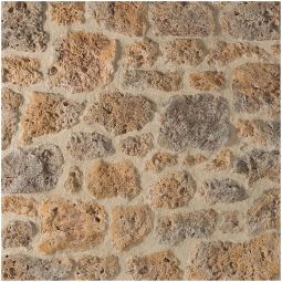 Pierre de parement Orsol Meulière, aspect calcaire Form et tailles meollon, couleur ocre jaune/brun
