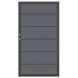 Portail jardin bois composite anthracite, TraumGarten SYSTEM WPC-XL, cadre anthracite 98x179cm, sens d'ouverture sélectionnable