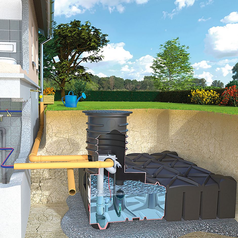 Réservoir d'eau de pluie 1500L Réservoir plat - Faible profondeur