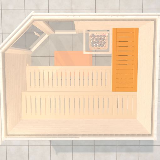 Banquette transversale pour sauna en 2