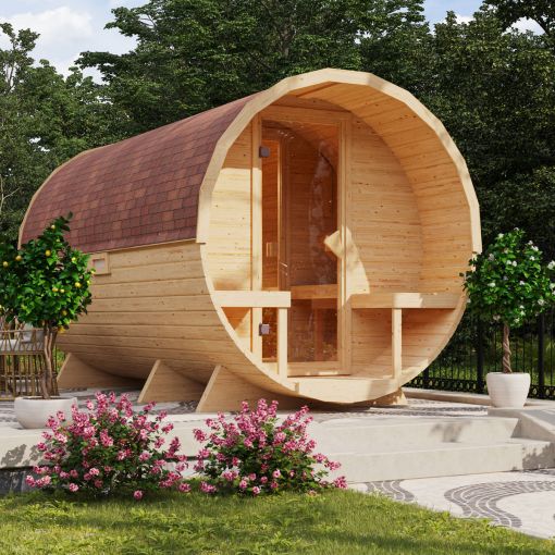 Sauna tonneau Karibu 3 naturel 2