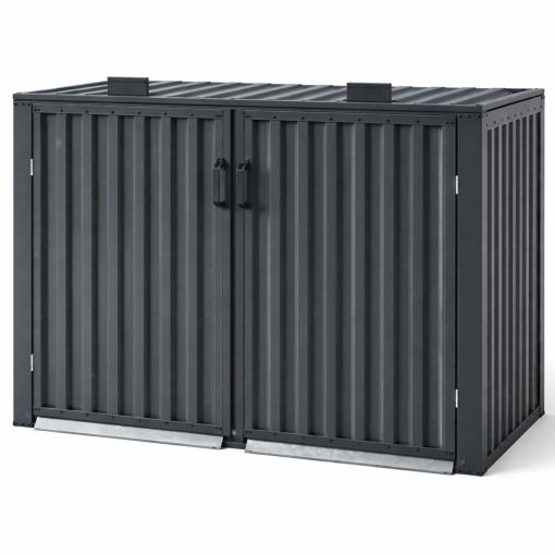 Cache-poubelles 2 bacs en métal 2