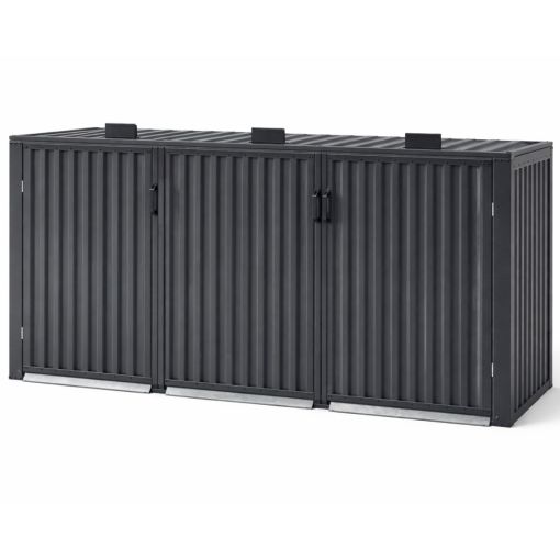 Cache-poubelles 3 bacs en métal 2