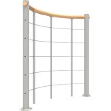 Minka balustrade blanche avec câbles et main courante bois massif rond