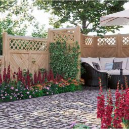 Clôture brise-vue à lames et 3