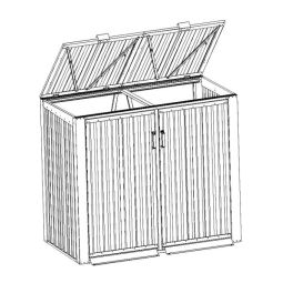 Cache-poubelles 2 bacs en métal 5