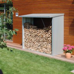 Abri bûches Biohort WoodStock argent 6
