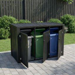 Wellker Mülltonnenbox 3er Metall anthrazit 3