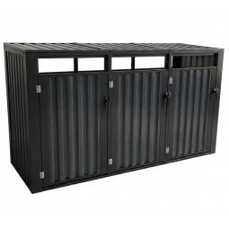 Wellker Mülltonnenbox 3er Metall anthrazit 4