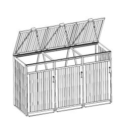Cache-poubelles 3 bacs en métal 4