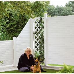 Clôture brise-vue à lames blanche 3