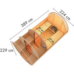 Sauna tonneau Karibu 3 naturel 5
