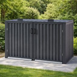 Cache-poubelles 2 bacs en métal 4