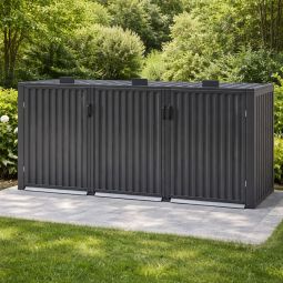 Cache-poubelles 3 bacs en métal 3