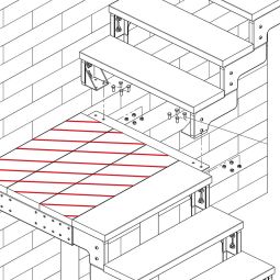 Palier intermédiaire grille caillebotis pour 3