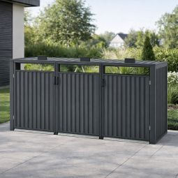 Cache-poubelles 3 bacs en métal 4