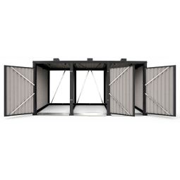 Cache-poubelles 3 bacs en métal 3
