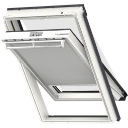 Store duo VELUX anti-chaleur plus DOP manuelle blanc/noir 1025S store extérieur et store d'occultation, protection chaleur effective et occultation optimale, convenable pour divers fenêtre de toit VELUX