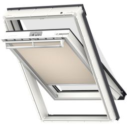 Store duo VELUX anti-chaleur plus DOP manuelle beige/noir 1085S store extérieur et store d'occultation, protection chaleur effective et occultation optimale, convenable pour divers fenêtre de toit VELUX