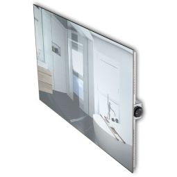 Radiateur infrarouge Jollytherm avec verre miroir ESG pour mur et plafond 400 W / 1200 W Façade en verre ESG haut de gamme, élément chauffant en carbone puissant, réglage continu de la température, montage horizontal ou vertical possible