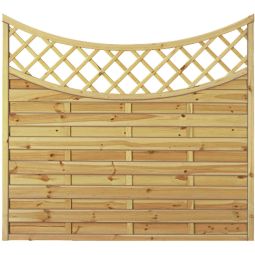 Clôture pare-vue arc treillis T&J Maxi clôture bois à lamelles en bois imprégné sous pression pin/épicéa, 180x160/140 cm, clous en acier inoxydable, arc double bas avec treillis