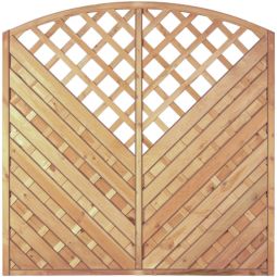 Clôture pare-vue T&J Maxi-Diagonal Arc en treillis clôture à lamelles panneau en pin/épicéa, lamelles rainurées, imprégné sous pression, 180x180/160 cm