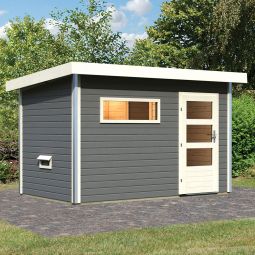 Maison de sauna Karibu Skrollan 1 Terragrau au choix avec ou sans poêle