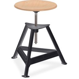 Tabouret en acier 3 pieds, Wellker, règlable en hauteur Siège rond en hêtre, diverses couleurs