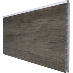 Clôture occultante Grola BasicLine Premium lame simple Monument Oak panneau à lamelles En plastique de haute qualité, recouvert d'un film décoratif en PVC, nombreuses possibilités de combinaisons, 180x28,4x1,9 cm