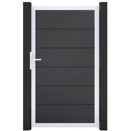 Portail simple GroJa BasicLine PVC pour clôture à lames emboîtables anthracite Stabilité et longévité exceptionnelles, cadre en aluminium avec remplissage en PVC, dimensions 100x180x4 cm