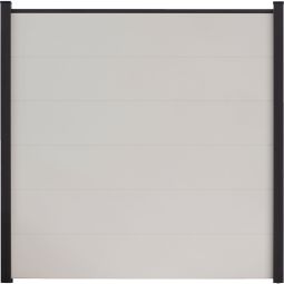 Clôture à emboîter en PVC GroJa BasicLine couleur blanc panneau à lamelles  Profilés en PVC, kit comprenant les entretoises et le profilé de finition, 180x180x1,9 cm
