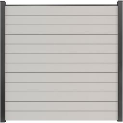 Clôture à emboîter étroite PVC GroJa BasicLine couleur blanc panneau à lamelles  Kit de 12 panneaux étroits, renforts en acier, profilé de finition et 2 entretoises, 180x180x1,9 cm