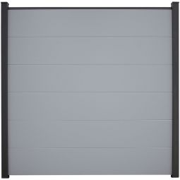 GroJa BasicLine panneau Brise-vue en PVC gris argenté  Profilés en PVC, kit avec entretoises et profilé de finition, 180x180x1,9 cm