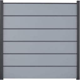 Clôture occultante Grola BasicLine Premium couleur gris argent panneau à lamelles Kit de 6 remplissages, 5 pilastres, entretoises et profilé de finition, 180x180x1,9 cm