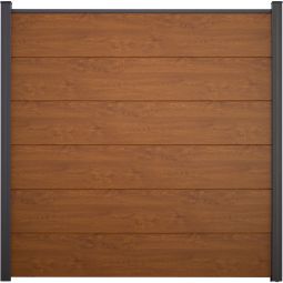 GroJa BasicLine panneau Brise-vue en PVC Golden Oak Profilés en PVC, kit avec entretoises et profilé de finition, 180x180x1,9 cm