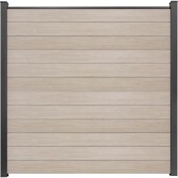 Clôture à emboîter étroite PVC GroJa BasicLine couleur sheffield oak panneau à lamelles  Kit de 12 panneaux étroits, renforts en acier, profilé de finition et 2 entretoises, 180x180x1,9 cm