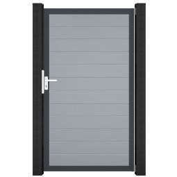 Portillon étroit GroJa BasicLine PVC clôture à lames, couleur gris argent large choix de couleurs, cadre en aluminium, stable et durable, dimensions 100x180x4 cm