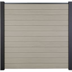 GroJa Solid Clôture Pare-vue Bi-Color Sable  Barrière à lamelles Kit de 12 lamelles, 180x180x1,9 cm, avec profilé de finition et jeu d'entretoises