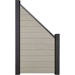 Clôture GroJa Solid protection visuelle raccord bi-color sand panneau à emboîter lamelles Kit de 12 remplissages, 90x180/90x1,9 cm, profilé de finition et kit d'entretoises inclus