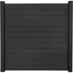 GroJa Solid Clôture Pare-vue Anthracite Gris Barrière à lamelles Kit de 12 lamelles, 180x180x1,9 cm, avec profilé de finition et jeu d'entretoises