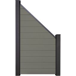 Clôture GroJa Solid protection visuelle raccord gris panneau à emboîter lamelles Kit de 12 remplissages, 90x180/90x1,9 cm, profilé de finition et kit d'entretoises inclus