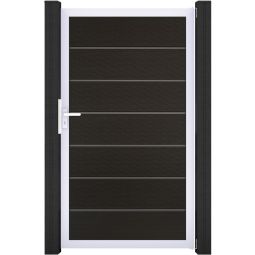 Portillon pour clôture emboîtable GroJa Solid Grande Premium, noir co-extrudé Portillon en BPC co-extrudé avec cadre en aluminium, possibilité de fabrication sur mesur, facile d'entretien