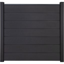 GroJa Solid Grande Clôture Pare-vue Anthracite Gris Barrière à lamelles Kit de 7 lamelles, 180x180x1,9 cm, avec jeu d'entretoises et profilé de finition