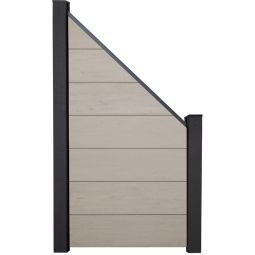 Clôture GroJa Grande raccord panneau à composer bi-color sand co-extrudée palissade Kit de 7 panneaux, 90x180/90x1,9 cm, y compris kit d'entretoises et profilé de finition