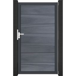 Portillon pour clôture emboîtable GroJa Solid Grande, gris pierre co-extrudé Cadre en aluminium anodisé, profils BPC co-extrudés, fabrication sur mesure possible