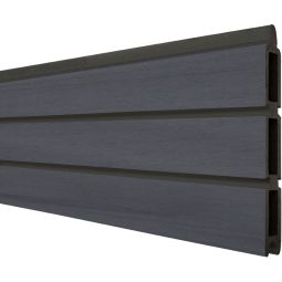 Clôture GroJa Solid Rhombus BPC (bambou composite) lame pour panneau à composer gris pierre co-extrudée palissade en losange Aspect 3 planches, joints d'ombre élégants, nombreuses possibilités de combinaison, 180x30x1,9 cm