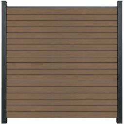 Clôture GroJa Solid BPC (bambou composite) Rhombus teck co-extrudé palissade en losagne Kit de 6 panneaux, kit d'entretoises et profilé de finition, 180x180x1,9 cm